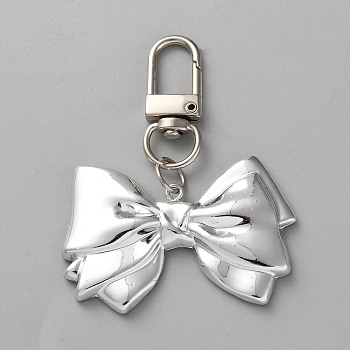 Plastic Pendant Decorations, Bowknot, Platinum, 6.4cm