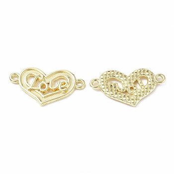 Rack Plating Alloy Connector Charms, Heart Links with Word Love, Lead Free & Cadmium Free & Nickel Free, Light Gold, 17x29.5x2.5mm, Hole: 1.8mm