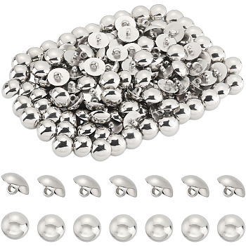 150Pcs 1-Hole Plating Acrylic Shank Buttons, Half Round/Dome Buttons, Platinum, 18x11.5mm, Hole: 3.5mm