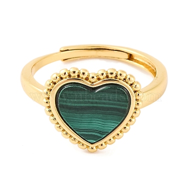 Heart Natural Malachite Adjustable Rings(RJEW-Q817-05G-03)-2