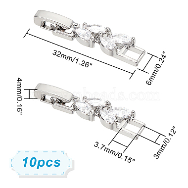 dicosmetic 10pcs fermoirs en laiton pour bracelet de montre en zircone cubique transparente(KK-DC0001-62)-2