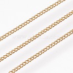 Ion Plating(IP) Handmade 304 Stainless Steel Curb Chains, Soldered, with Spool, Golden, 1.2x1x0.2mm, about 32.8 Feet(10m)/roll(STAS-P200-26G)