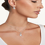 Alloy Rhinestone Pendant Necklace & Stud Earring Sets, Teardrop, Crystal, 16x9mm(SJEW-LP0001-46C)