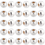 925 Sterling Silver Beads, Round, Silver, 4x3.5mm, Hole: 1.5mm, 50pcs/box(STER-SC0001-26B)