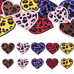 10Pcs 10 Styles Polyester Leopard Print Embroidery Cloth Iron on/Sew on Patches, Costume Accessories, Heart, Mixed Color, 50~65x54~65x1.5mm, 1pc/style(PATC-TA0001-59)