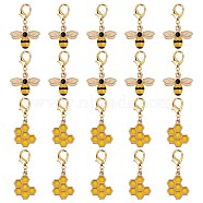 40Pcs 2 Style Alloy Enamel Honeycomb & Bees Pendant Decorations, Lobster Clasp Charms, for Keychain, Purse, Backpack Ornament, Golden, 35mm & 38mm, 20pcs/style(HJEW-SC0001-21)