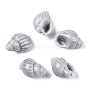 Handmade Printed Porcelain Beads Strand, Conch Shape, Gainsboro, 20~21x13~14x11.5~12mm, Hole: 1.4mm, about 18pcs/strand, 14.17''(36cm)(PORC-T133-01G)