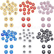 Nbeads 120Pcs 6 Color Handmade Lampwork Beads Strands, Flower, Mixed Color, 7~9x7~9x3mm, Hole: 0.8mm, 6 color, 20pcs/color, 120pcs(LAMP-NB0001-55)