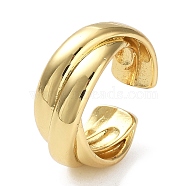 Rack Plating Brass Criss Cross Open Cuff Rings for Women, Lead Free & Cadmium Free, Long-Lasting Plated, Real 18K Gold Plated, US Size 6 3/4(17.1mm)(RJEW-Q777-04G)