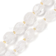 Natural Quartz Crystal Beads Strands, Faceted, Rock Crystal Oval Beads, 12~16x10~14mm, Hole: 1mm, about 22~25pcs/strand, 15.16''~15.63''(38.5~39.7cm)(G-P541-A01-12)