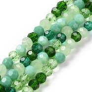 Glass Beads Strands, Faceted(32 Facets), Round, Light Green, 5.5mm, Hole: 1mm, about 95pcs/strand, 20.47''(52cm)(GLAA-E036-09F)