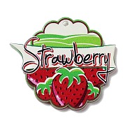 Fruit Theme Acrylic Pendants, Strawberry, 37.5x41.5x2.5mm, Hole: 1.5mm(MACR-C031-03G)