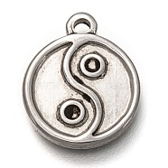 304 Stainless Steel Pendant Rhinestone Settings, Flat Round with Taiji, Stainless Steel Color, Fit For 1.5mm Rhinestone, 17x14x2mm, Hole: 1.8mm(X-STAS-I170-38P)