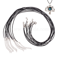 HOBBIESAY Round Leather Cord Necklaces Making, with 304 Stainless Steel Lobster Claw Clasps & Extender Chain, Black, 18 inch(45.72cm), 12pcs/box(MAK-HY0001-01)