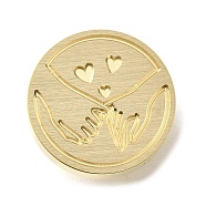 Wax Seal Brass Stamp Heads, Gesture Series, Golden, Heart, 25.5x14mm, Hole: 7mm(AJEW-D301-01G-06)