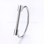 304 Stainless Steel Bangles, Stainless Steel Color, 2-1/2 inch(6.3cm)x1-7/8 inch(4.7cm), 4~9mm(BJEW-P222-14P)