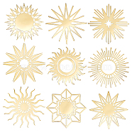 9Pcs Nickel Custom Self-adhesive Picture Stickers, Independence Day Metal Decals, Golden, Sun, 40x40mm(DIY-WH0450-234)