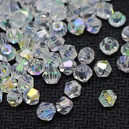 AB Color Plated Crystal Glass Bicone Loose Beads, Faceted, Colorful, 4.5x4mm, Hole: 1mm(X-GGLA-F026-B01)