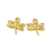 304 Stainless Steel Charms, Dragonfly Charm, Real 18K Gold Plated, 11x11x1.3mm, Hole: 1.2mm(X-STAS-Q322-16G)