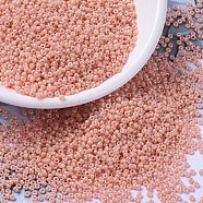 MIYUKI Round Rocailles Beads, Japanese Seed Beads, (RR596) Opaque Tea Rose Luster, 11/0, 2x1.3mm, Hole: 0.8mm, about 1100pcs/bottle, 10g/bottle(SEED-JP0008-RR0596)