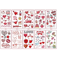 Removable Temporary Water Proof Tattoos Paper Stickers, Valentine's day Themed Pattern, 12x6.8cm, 10pcs/set(VALE-PW0001-103B)