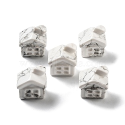 Natural Howlite Carved House Figurines, for Home Office Desktop Feng Shui Ornament, 26x24x18~18.5mm(DJEW-P015-01G-1)