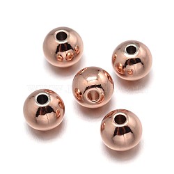 Brass Beads, Lead Free & Nickel Free & Cadmium Free, Solid Round, Real Rose Gold Plated, 8mm, Hole: 1.6mm(KK-F0317-8mm-01RG-NR)