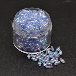 AB Color Plated Rice Electroplated Eco-Friendly Transparent Acrylic Beads, Light Steel Blue, 6x3mm, Hole: 1mm(X-PACR-I002-13)