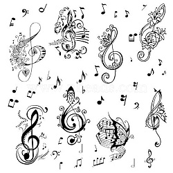 PVC Wall Sticker, Rectangle Shape, for Window or Stairway Home Decoration, Musical Note, 190x140mm, 8sheets/set(DIY-WH0345-010)