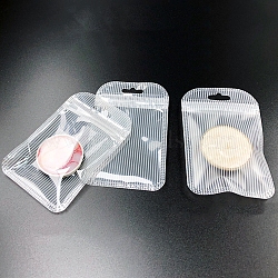 Rectangle Striped Plastic Zip Lock Gift Bags, Self Sealing Reclosable Package Pouches for Pen Keychain Watch Storage, Clear, 11x7cm(PW-WG86554-04)