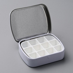 Iron Watercolor Paints & Nail Polish Tins Storage Box, with Plastic 12 Grids, for Nail Art Decoration, Art Painting Paints Storage Container, White, 6.2x5x1.7cm, Compartments: 12x11mm(MRMJ-WH0077-083C)