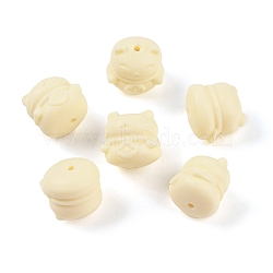Synthetic Shell & Resin Beads, Fortune Cat, Beige, 17x17.5x16mm, Hole: 1.6mm(BSHE-G036-12)