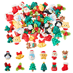 60Pcs 12 Styles Resin Cabochons, Christmas Theme, Mixed Color, 21~25x15~22x6~8.5mm, 5pcs/style(CRES-HS0001-02)