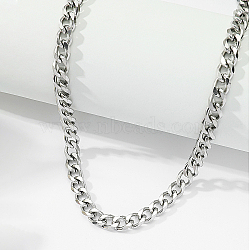 Stainless Steel Cuban Link Chain Necklaces, Stainless Steel Color, 17.72 inch(45cm)(DY8311-2)