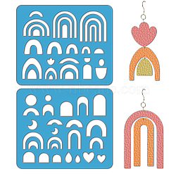 2Pcs 2 Style Acrylic Earring Handwork Template, Card Leather Cutting Stencils, Arch, 15x18x0.3cm, 1pc/style(DIY-WH0573-003)