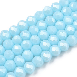Electroplate Glass Beads Strands, Pearl Luster Plated, Faceted, Rondelle, Light Blue, 3x2mm, Hole: 0.8mm, about 165~169pcs/strand, 15~16 inch(38~40cm)(EGLA-A034-P2mm-A04)