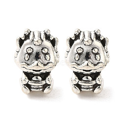 Tibetan Style Alloy European Beads, Large Hole Beads, Cadmium Free & Lead Free, Dragon, Antique Silver, 14x10x9mm, Hole: 4mm, about 333pcs/1000g(PALLOY-M217-07AS)