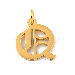 Ion Plating(IP) 304 Stainless Steel Charms, Laser Cut, Golden, Letter Charm, Letter Q, 14x12.5x1.5mm, Hole: 3mm(STAS-I010-01G-Q)