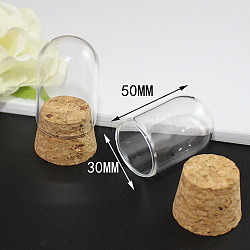 Miniature Glass Bottles, with Cork Stoppers, Cloche Bell Jars, Empty Wishing Bottles, for Dollhouse Accessories, Jewelry Making, Arch, Clear, 50x30mm(MIMO-PW0001-038F)