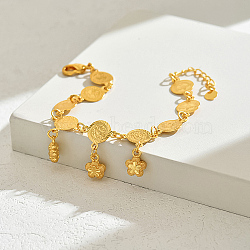 Brass Charm Bracelets, Cable Chains Bracelets for Women, Flower, 7-1/2 inch(19cm)(PV7536-2)