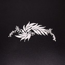 Flower Computerized Embroidery Cloth Iron on/Sew on Patches, Costume Accessories, Appliques, White, 170x80x0.8mm(DIY-WH0305-30A-01)