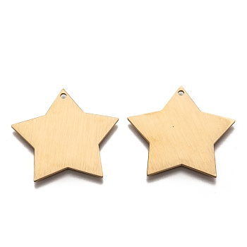 Ion Plating(IP) 304 Stainless Steel Pendants, Stamping Blank Tag, Laser Cut, Double Side Drawbench Effect, Star, Golden, 10.5x11x1mm, Hole: 1mm