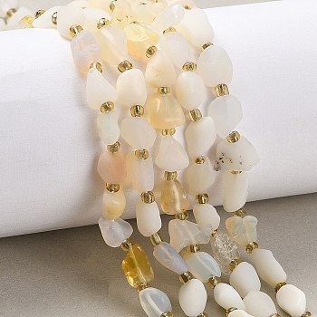 Natural White African Opal Beads Strands, Nuggets, with Seed Beads, 5~18x5~12x4~8mm, Hole: 1mm, about 30~45pcs/strand, 15.55''(39.5cm)~15.94''(40.5cm)