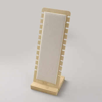 Bamboo Necklace Organizer Display Stands, with Velvet Mat, Rectangle, Navajo White, Finish Product: 10x9.5x26.8cm