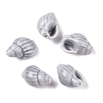 Handmade Printed Porcelain Beads Strand, Conch Shape, Gainsboro, 20~21x13~14x11.5~12mm, Hole: 1.4mm, about 18pcs/strand, 14.17''(36cm)