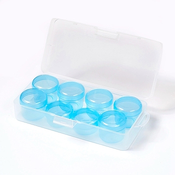 Plastic Bead Containers, Flip Top Bead Storage, Removable, 8 Compartments, Rectangle, Deep Sky Blue, 20x9x4.5cm, Compartments: about 4.2x3.5cm, 6pcs/box, 4.2x2.5cm, 2pcs/box, 8 Compartments/box