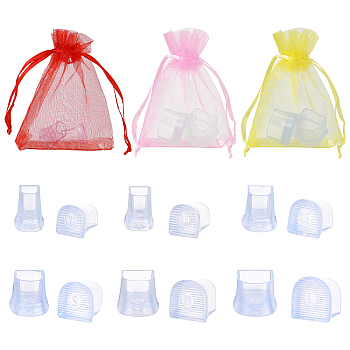 12Pair TPU High Heel Stoppers Protector, Round Shape Non-slip Wearable Heel Cover Shockproof Accessories, 12Pcs Organza Gift Bags with Drawstring, Clear, 16~16.5~x12~21x12~21mm, 6.5~15.5x6.5~15.5mm Inner Diameter