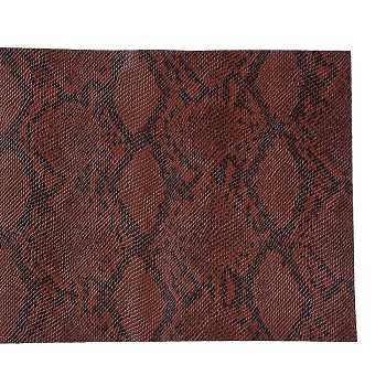 Snakeskin Pattern PU Leather Fabric, for DIY Crafts, Coconut Brown, 136x21.4x0.1cm