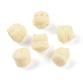 Synthetic Shell & Resin Beads, Fortune Cat, Beige, 17x17.5x16mm, Hole: 1.6mm