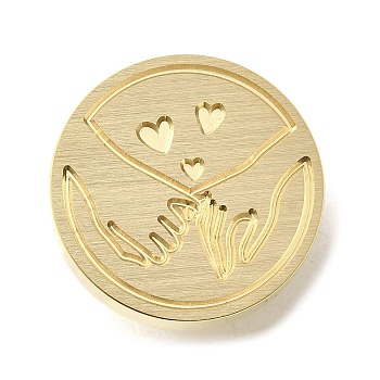 Wax Seal Brass Stamp Heads, Gesture Series, Golden, Heart, 25.5x14mm, Hole: 7mm